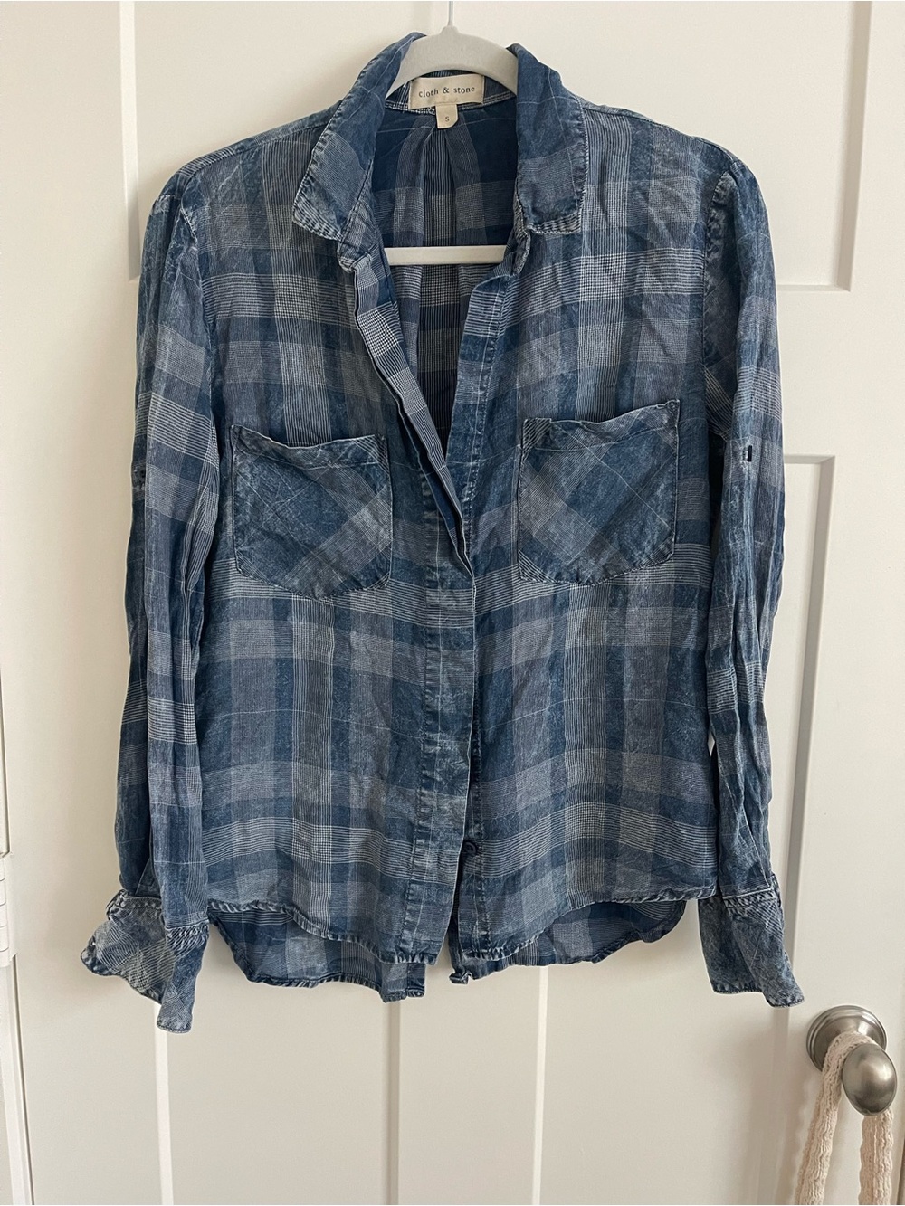 cloth & stone Blue Plaid Shirt